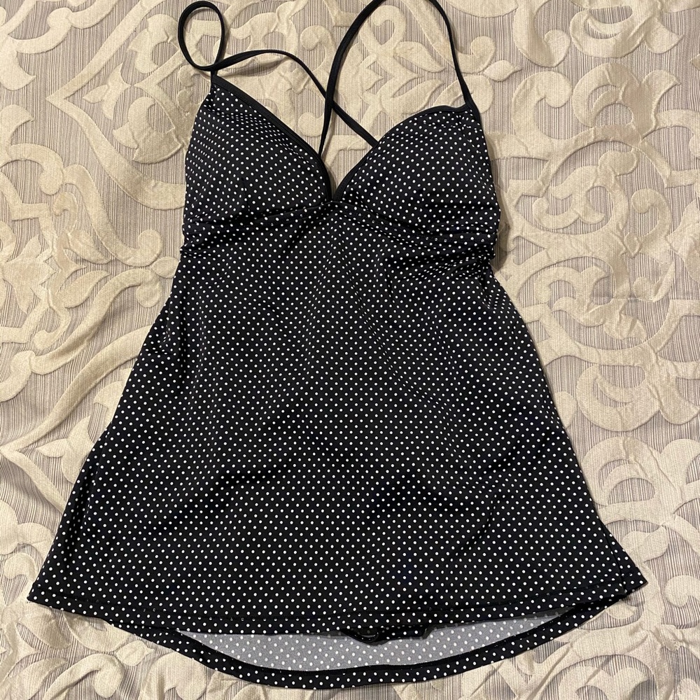 NWOT Islander Plus Size Black & White Polka Dot One Piece Swimwear Size 18W